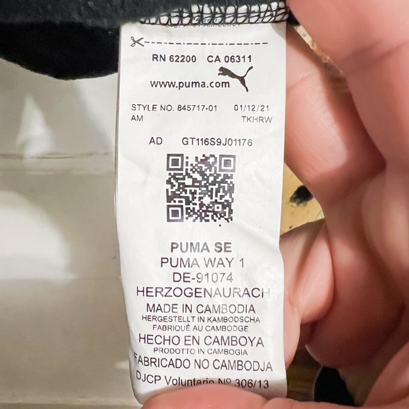 PUMA Mens Taping Fleece Hoodie, Cotton Black/Puma White | S - Picture 9 of 10